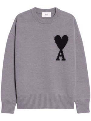 AMI Paris embroidered-logo crew neck sweater - Purple