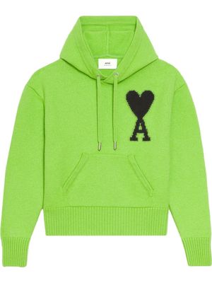 AMI Paris embroidered-logo drawstring hoodie - Green