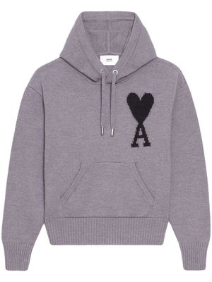 AMI Paris embroidered-logo pullover hoodie - Grey