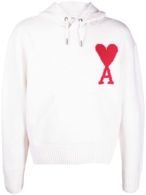 AMI Paris embroidered-logo pullover hoodie - White