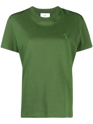 AMI Paris embroidered-logo short-sleeve T-shirt - Green