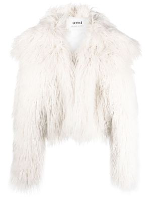 AMI Paris faux-fur cropped jacket - White