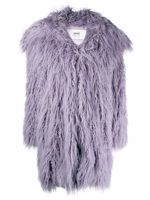 AMI Paris faux-fur oversize coat - Purple