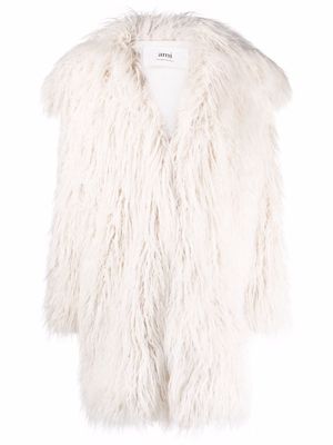 AMI Paris faux-fur oversize coat - White