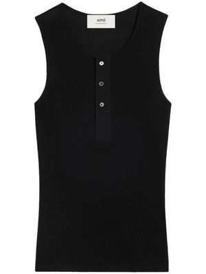 AMI Paris fine-ribbed cotton vest - Black