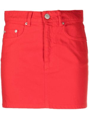 AMI Paris fitted denim skirt - Red