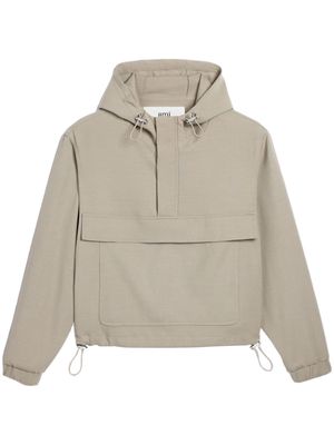 AMI Paris front-pocket hooded jacket - Neutrals