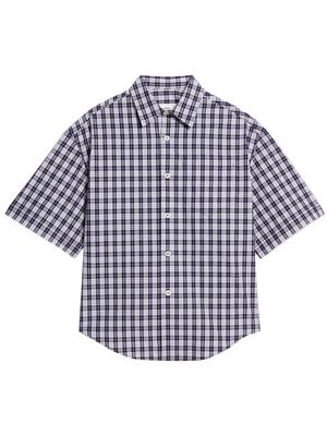 AMI Paris gingham-pattern short-sleeved shirt - Blue