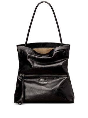 AMI Paris Grocery leather tote bag - Black