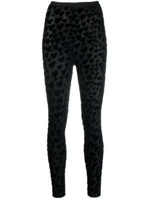AMI Paris heart-embroidered high-waisted leggings - Black