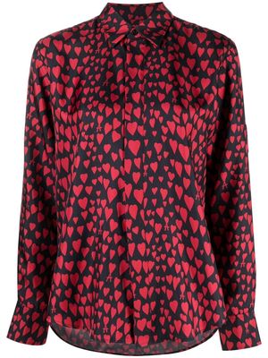 AMI Paris heart pattern button-up shirt - Red