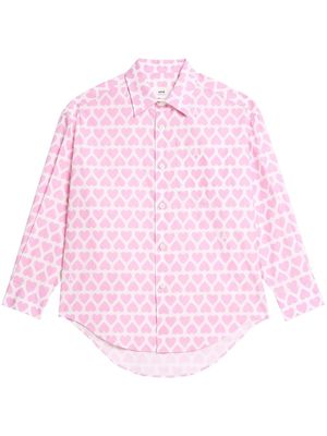 AMI Paris heart-print button-front shirt - Pink