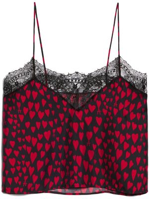AMI Paris heart-print lace tank top - Black