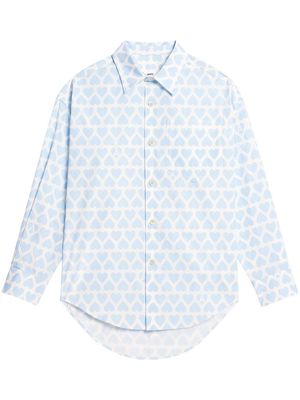 AMI Paris heart-print long-sleeve shirt - Blue