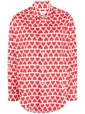 AMI Paris heart-print long-sleeve shirt - Red