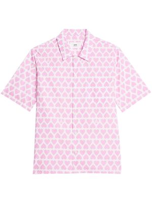 AMI Paris heart-print short-sleeve shirt - Pink