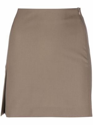 AMI Paris high-waisted slit-detail miniskirt - Neutrals