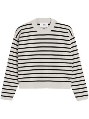 AMI Paris horizontal-stripe jumper - White