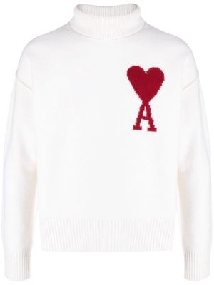 AMI Paris intarsia-logo wool jumper - White