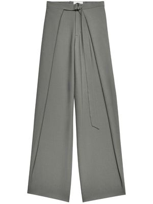 AMI Paris layered wide-leg belted trousers - Grey