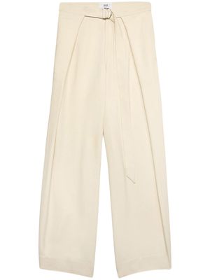 AMI Paris layered wide-leg belted trousers - Neutrals