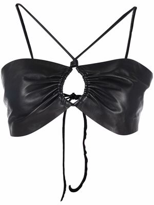AMI Paris leather strappy top - Black