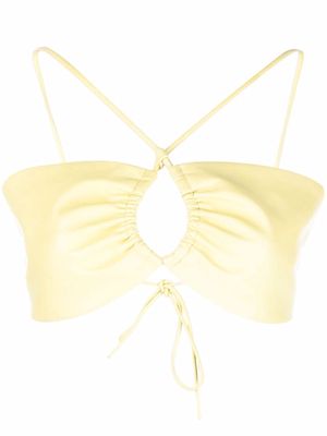 AMI Paris leather strappy top - Yellow