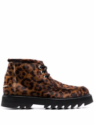 AMI Paris leopard-print ankle boots - Brown