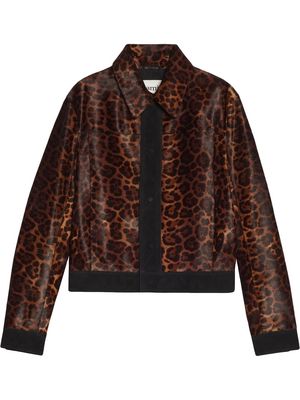 AMI Paris leopard-print haircalf cropped jacket - 219