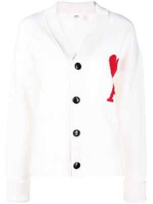AMI Paris logo button-down cardigan - White