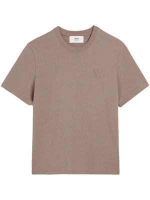 AMI Paris logo-embossed cotton T-shirt - Brown
