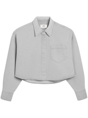 AMI Paris logo-embossed denim shirt - Grey