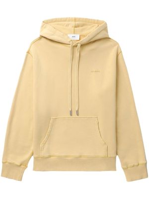AMI Paris logo-embroidered cotton hoodie - Yellow