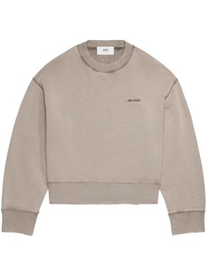 AMI Paris logo-embroidered cotton sweatshirt - Grey