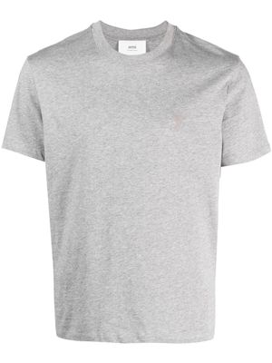 AMI Paris logo-embroidered cotton T-shirt - Grey