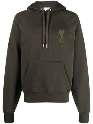 AMI Paris logo-embroidered hoodie - Green