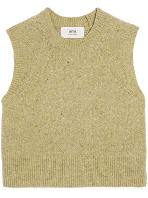 AMI Paris logo-embroidered knitted vest - Green