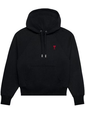 AMI Paris logo-embroidered organic-cotton hoodie - Black