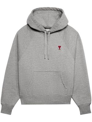AMI Paris logo-embroidered organic-cotton hoodie - Grey