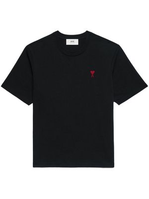 AMI Paris logo-embroidered organic cotton T-shirt - Black