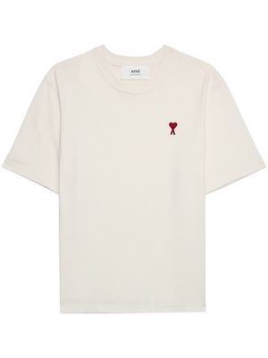AMI Paris logo-embroidered organic cotton T-shirt - Neutrals