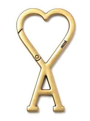 AMI Paris logo-engraved heart keyring - Gold