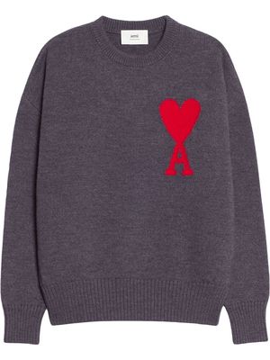 AMI Paris logo-intarsia wool jumper - Grey