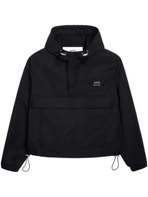 AMI Paris logo-lettering hooded jacket - Black