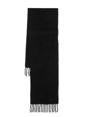 AMI Paris logo-patch fringed scarf - Black