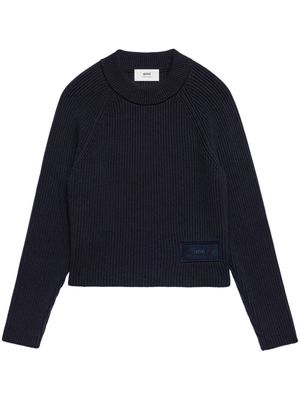 AMI Paris logo-patch knitted jumper - Black