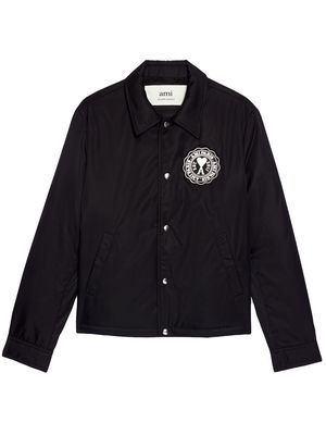 AMI Paris logo-patch shirt jacket - Black