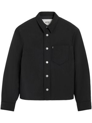 AMI Paris logo-plaque button-up jacket - Black