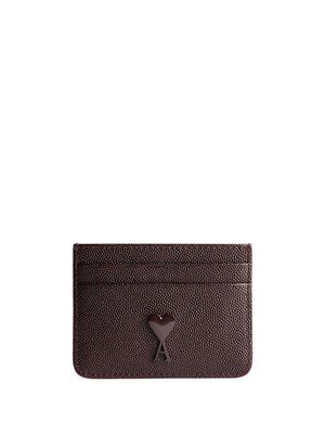AMI Paris logo-plaque card holder - Brown