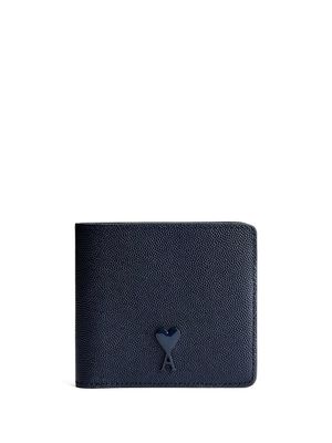 AMI Paris logo-plaque leather wallet - Blue